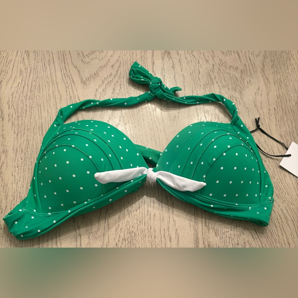 Polkadot Unique Vintage Bikini Swim Top-Medium